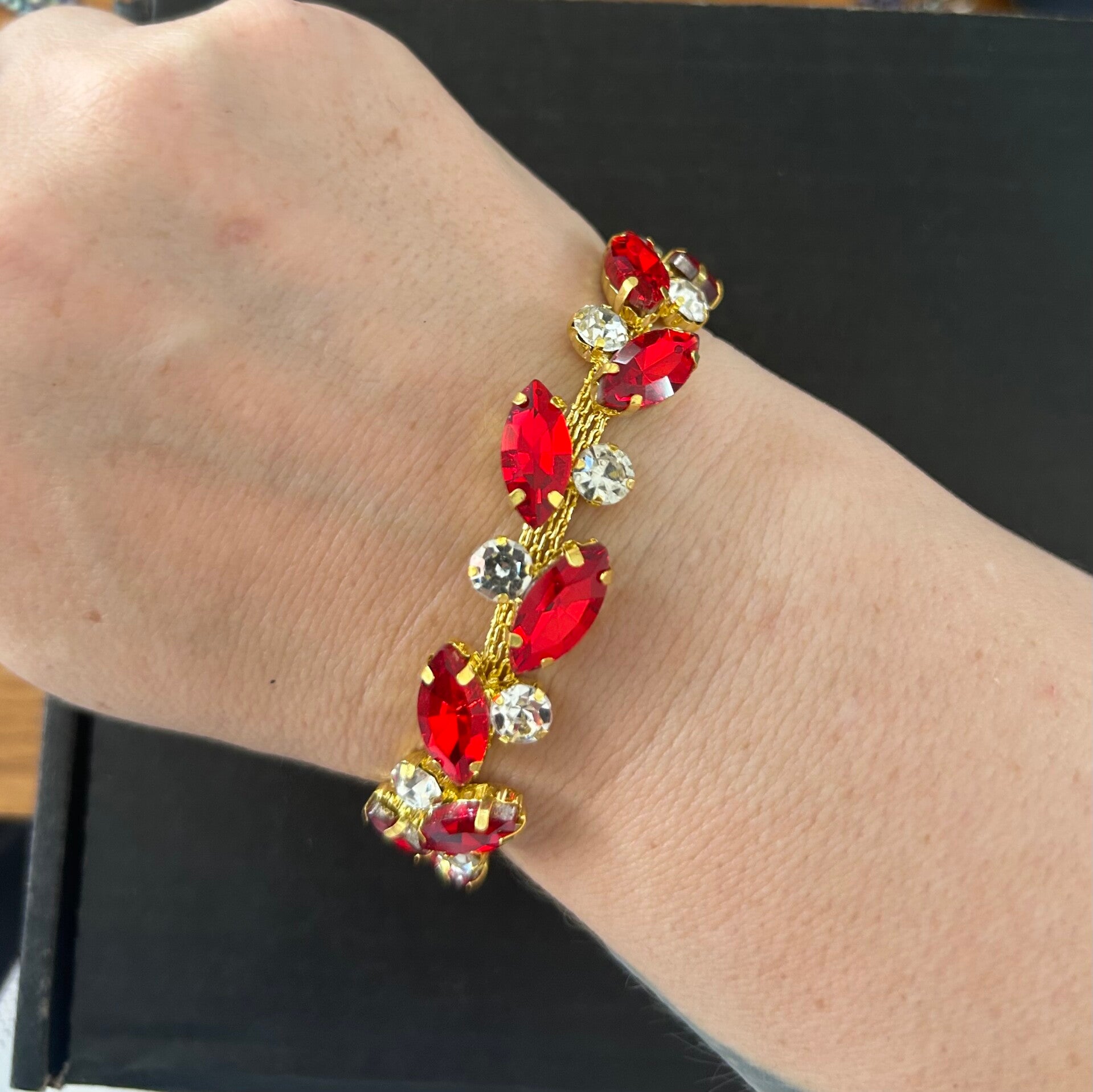 Handmade red and gold bracelet