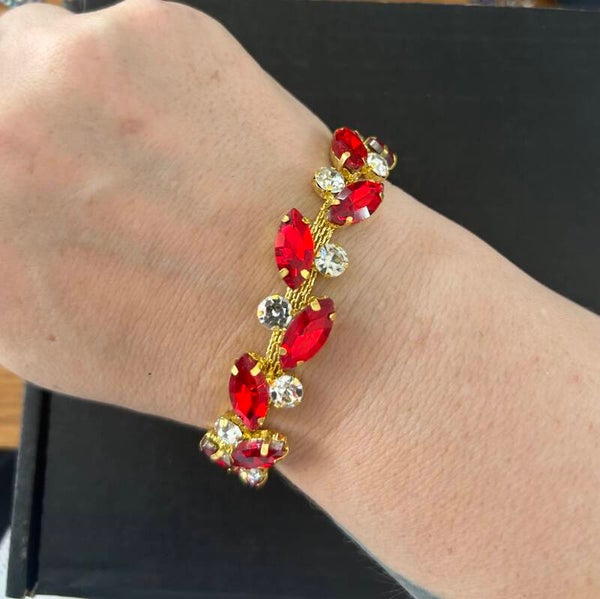 Handmade red and gold bracelet