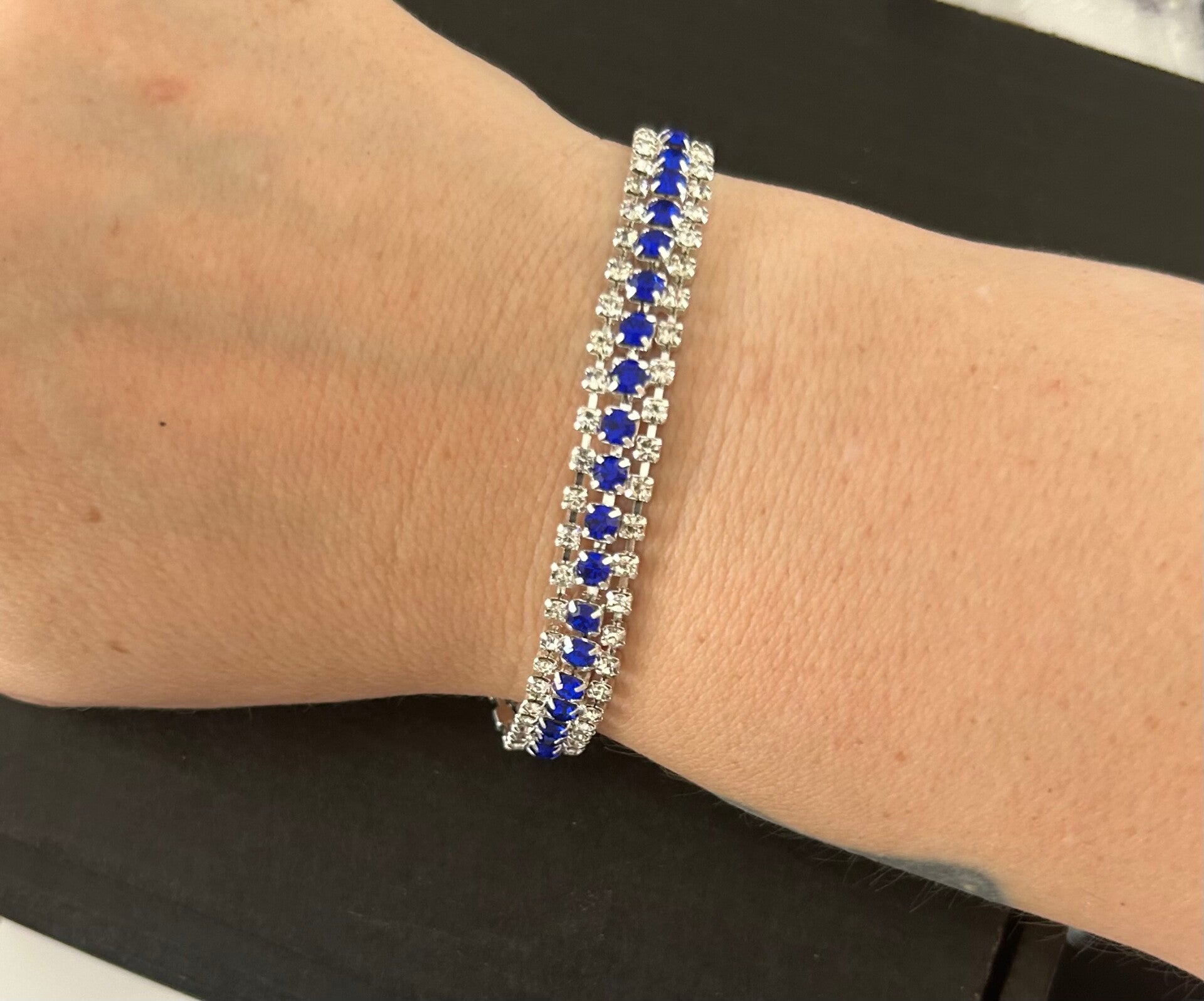 Handmade blue and silver bracelet