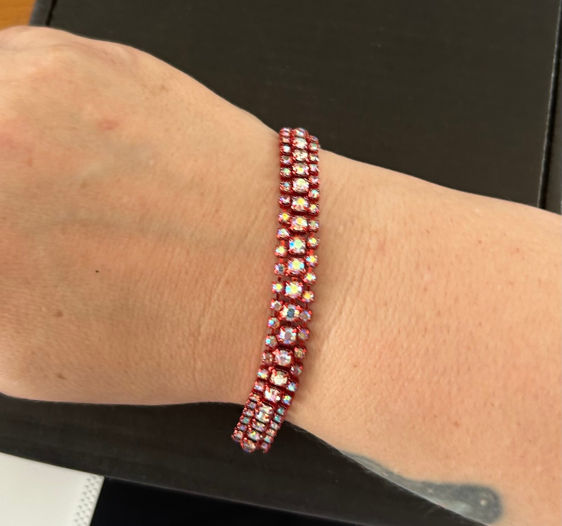 Handmade red sparkly bracelet