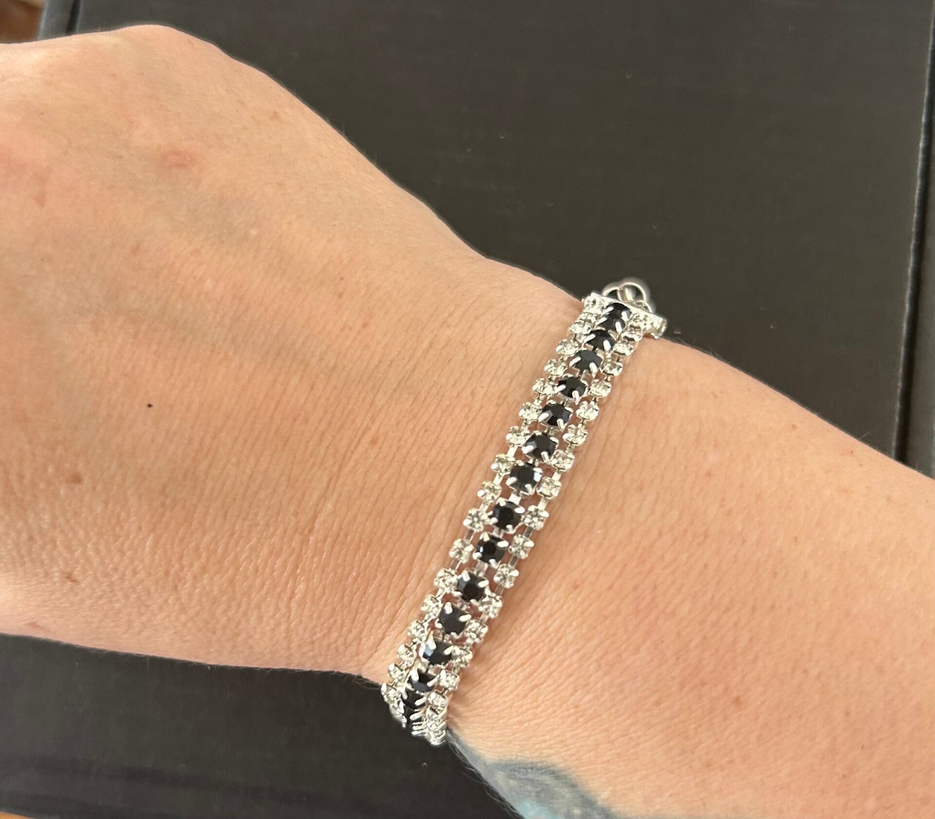 Handmade black and silver bracelet