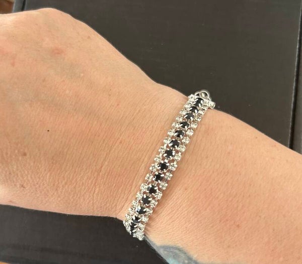 Handmade black and silver bracelet