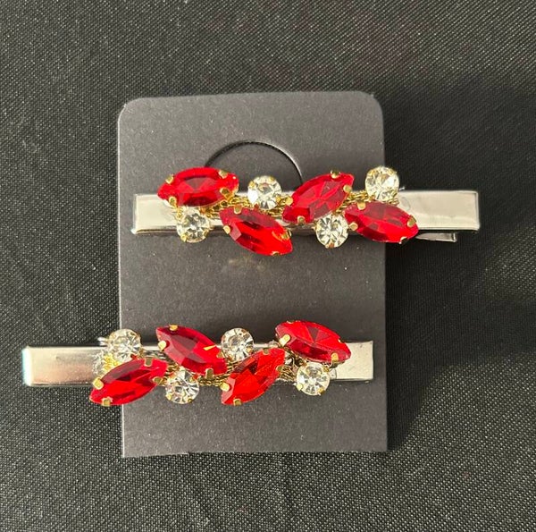 Red and gold hair clips