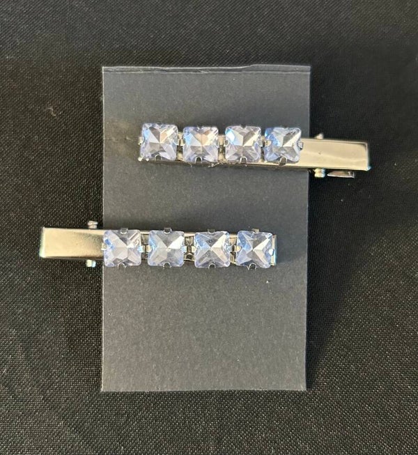 Blue beaded hair clips