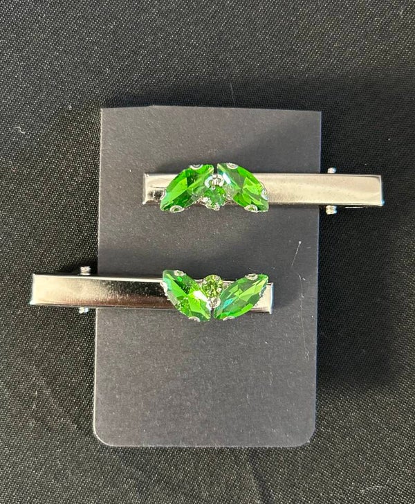 Green hair clips