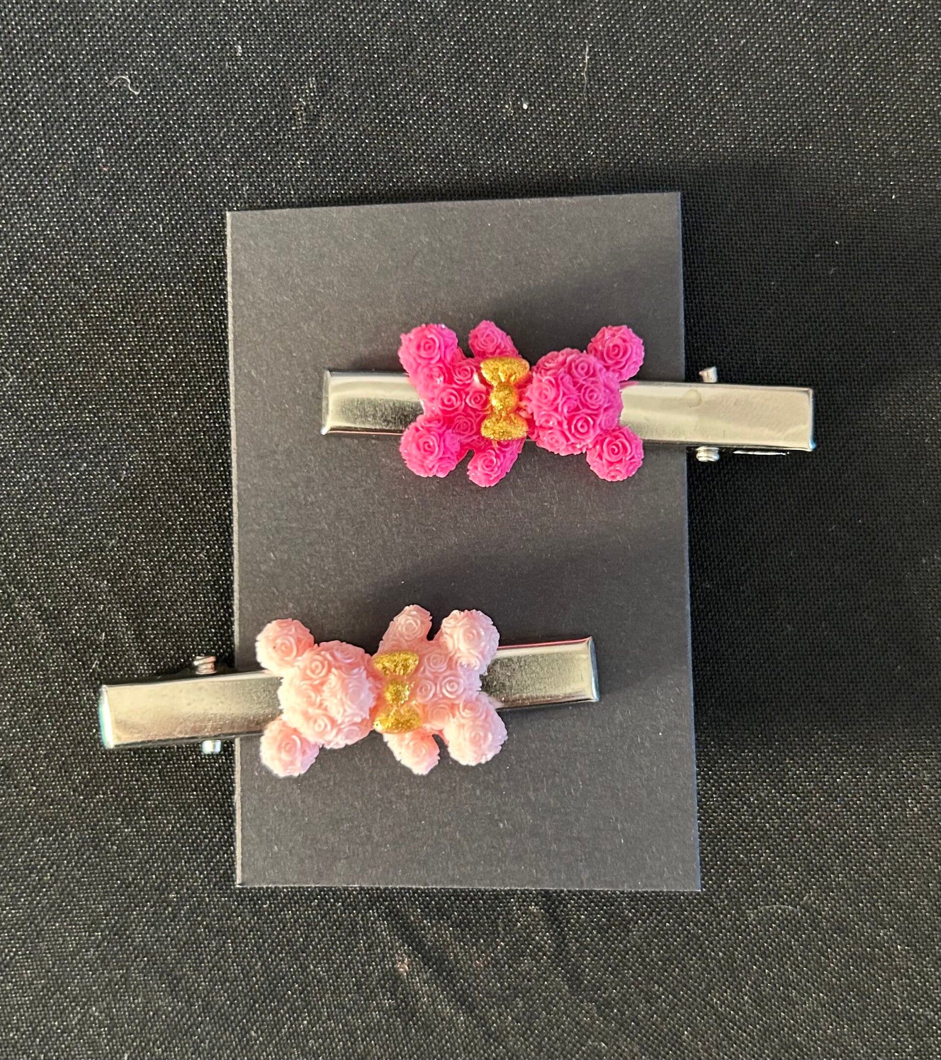 Pink bear hair clips