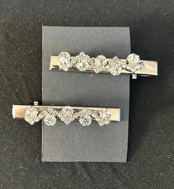 Silver hair clips