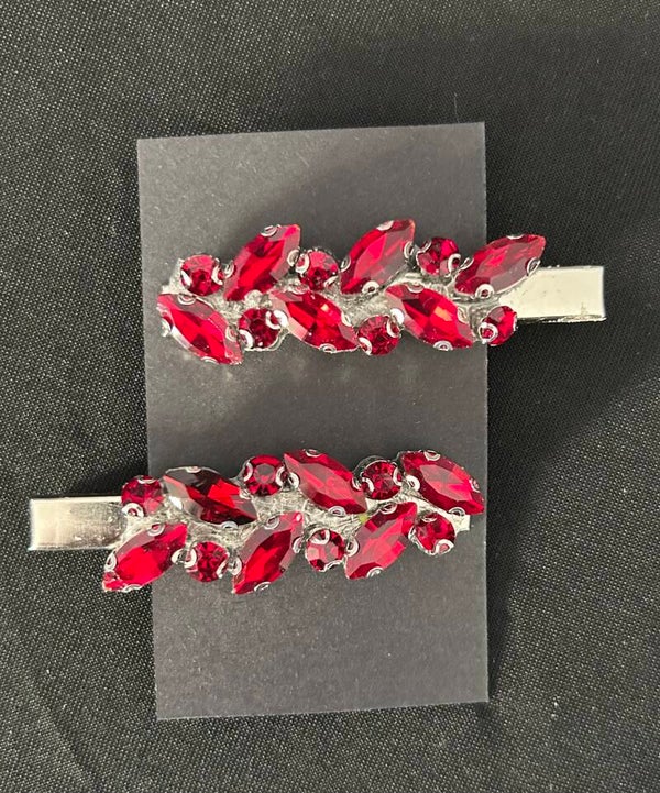 Dark red hair clips