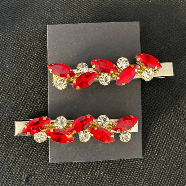 Red and gold hair clips