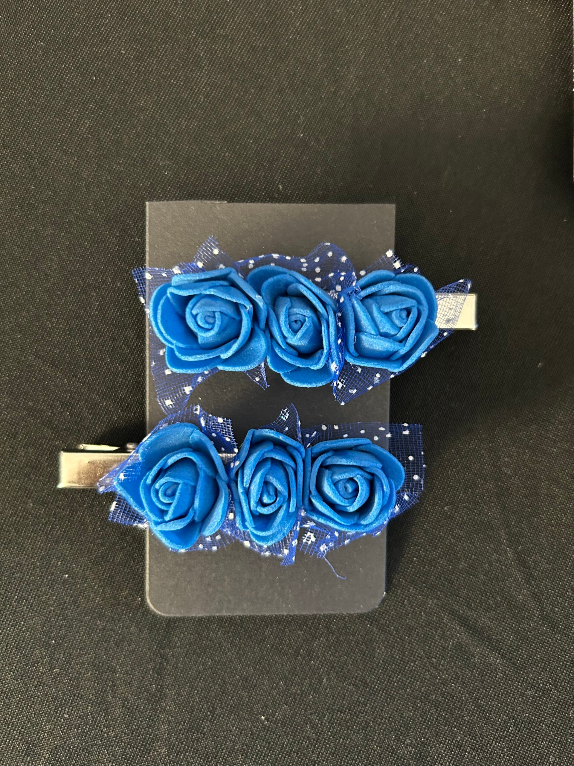 Blue rose hair clips