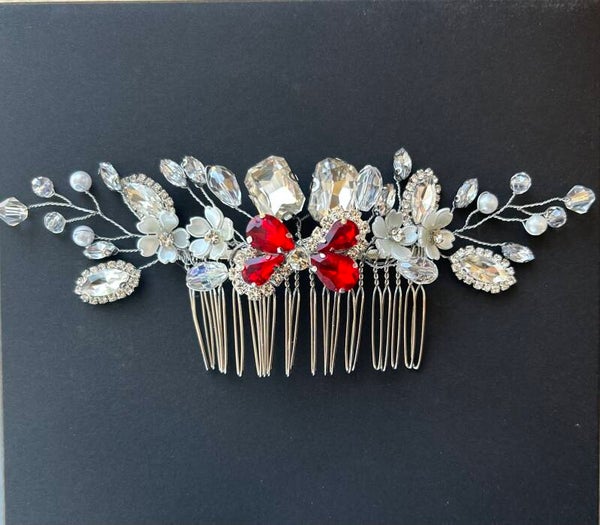 Stunning red bow hair combs