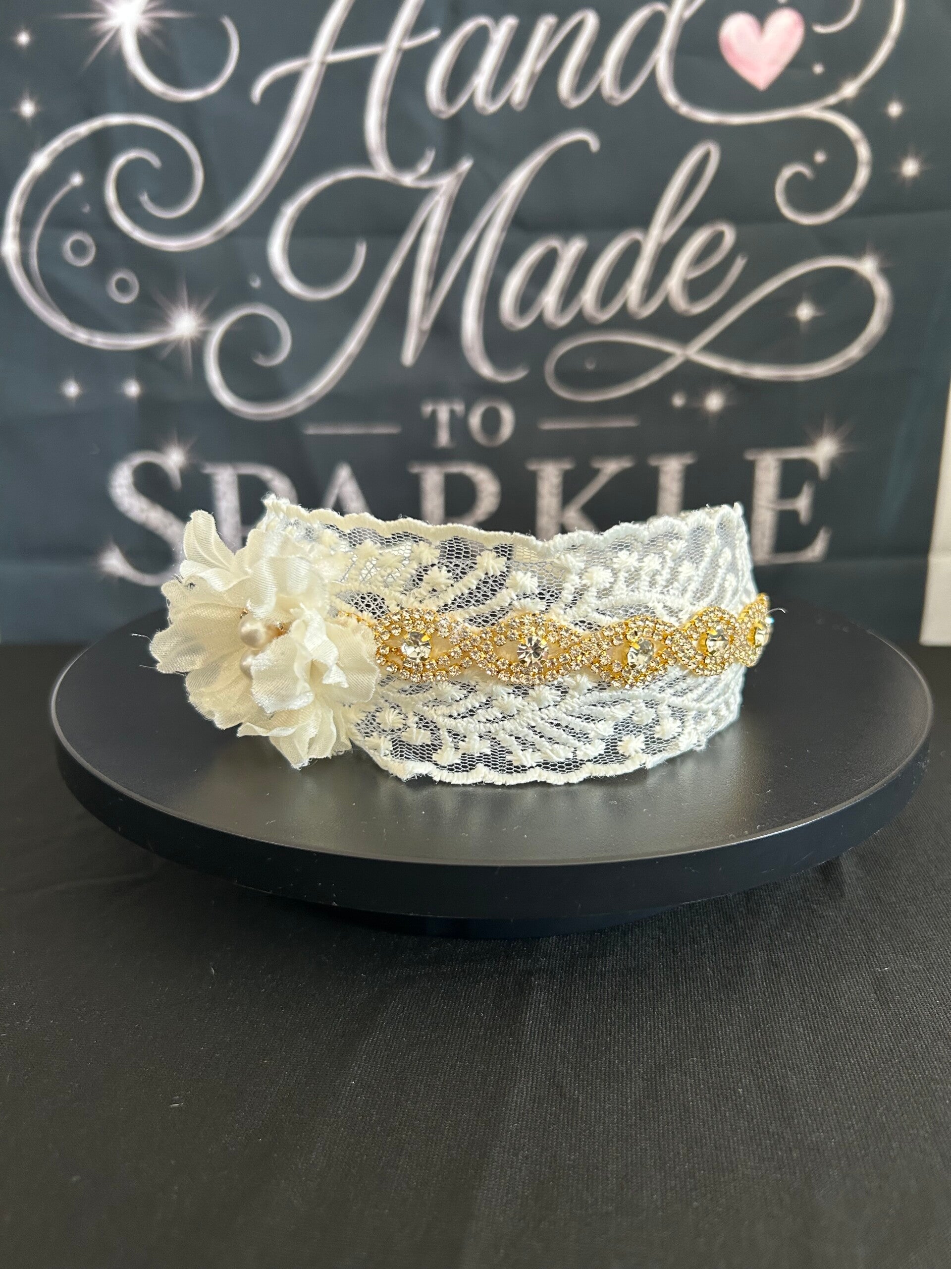 Cream wide headband with flower
