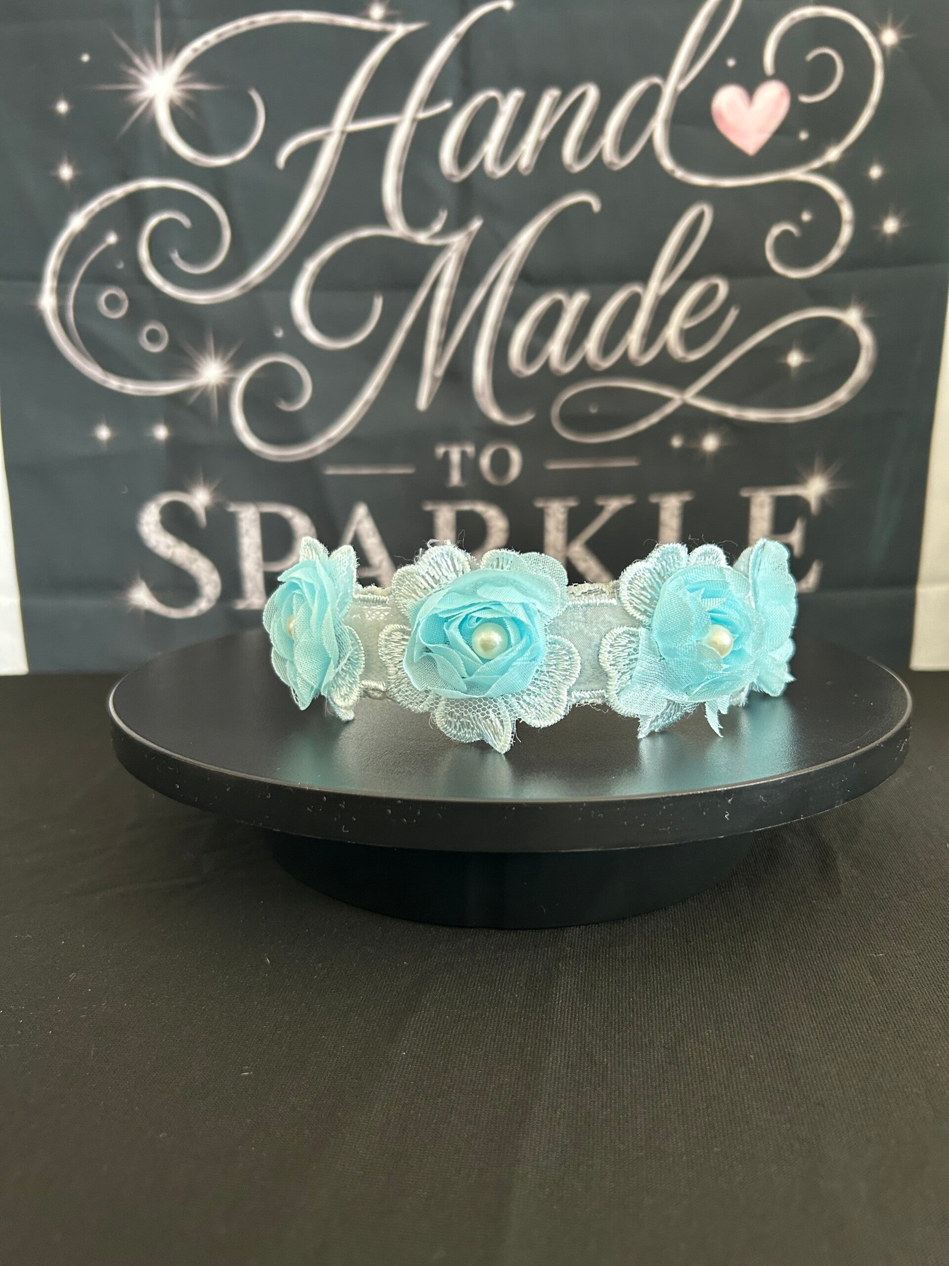 Blue flower, lace headband