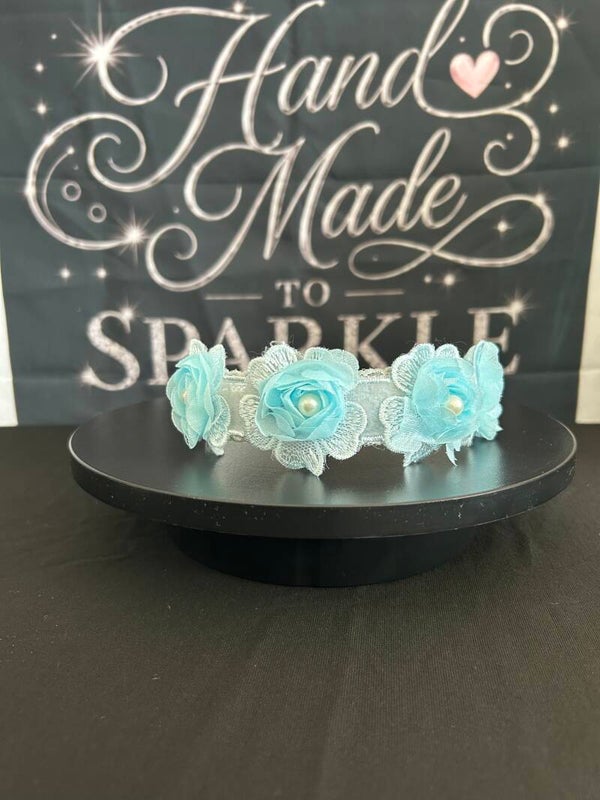 Blue flower, lace headband