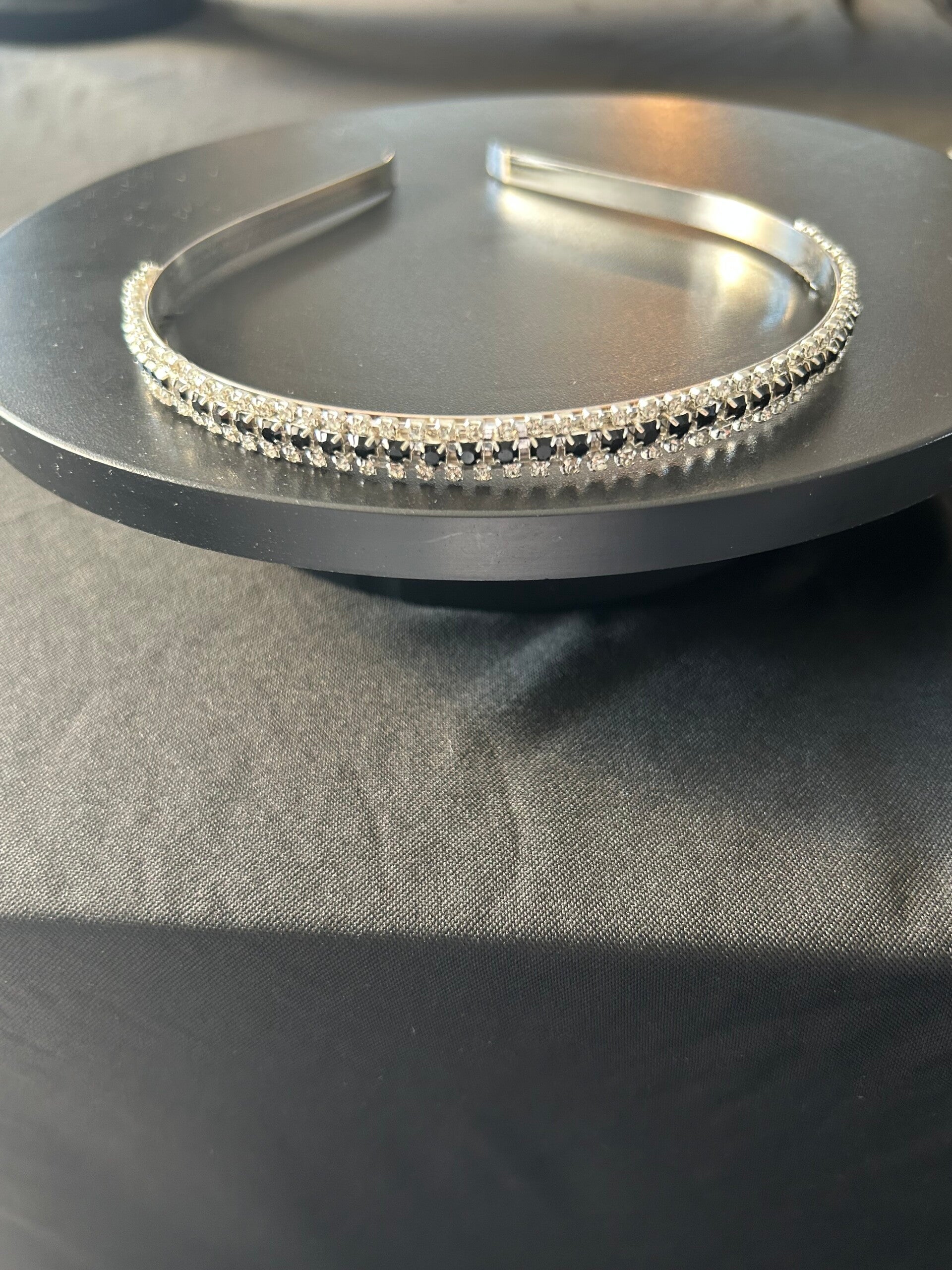 Silver and black headband