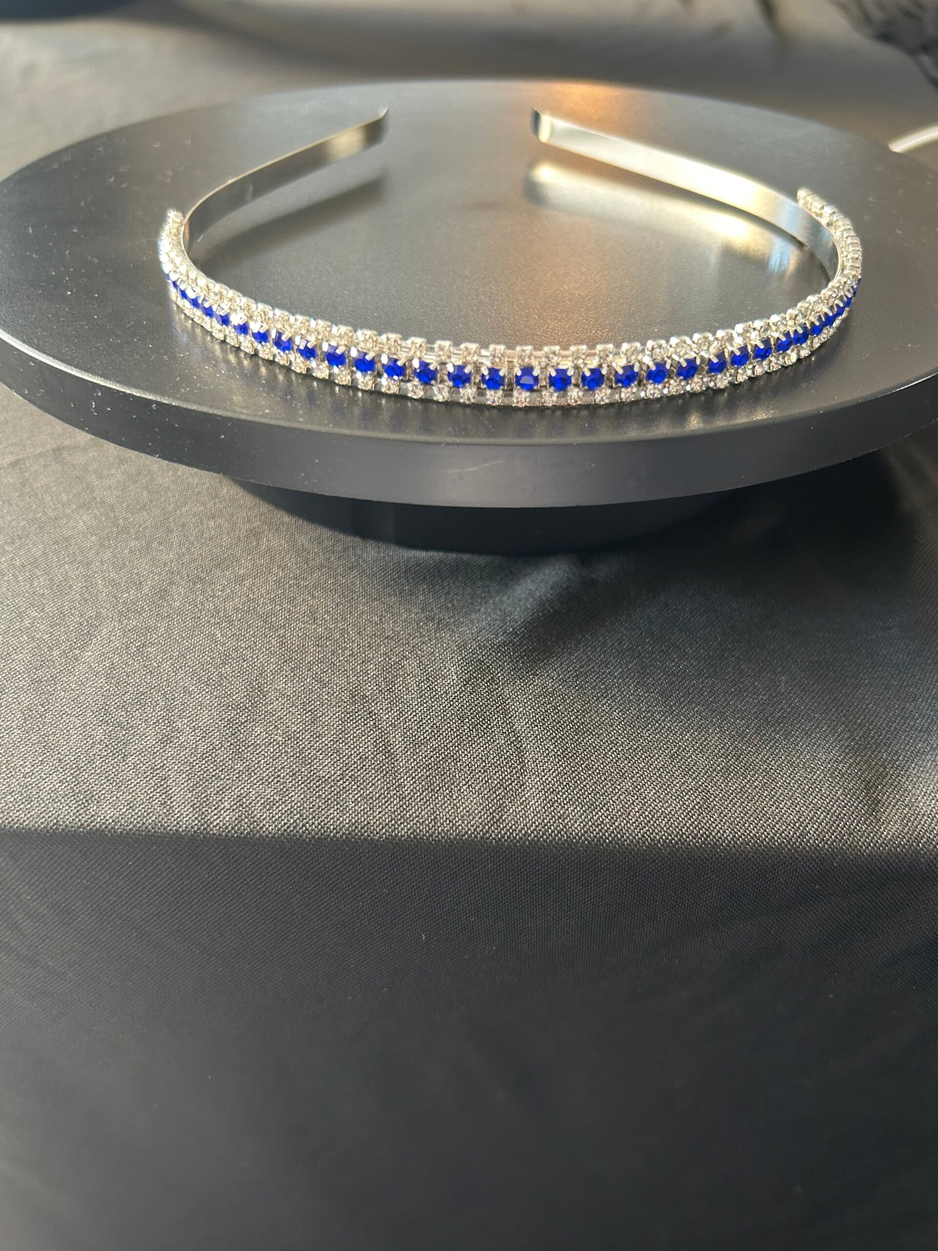Silver and blue headband
