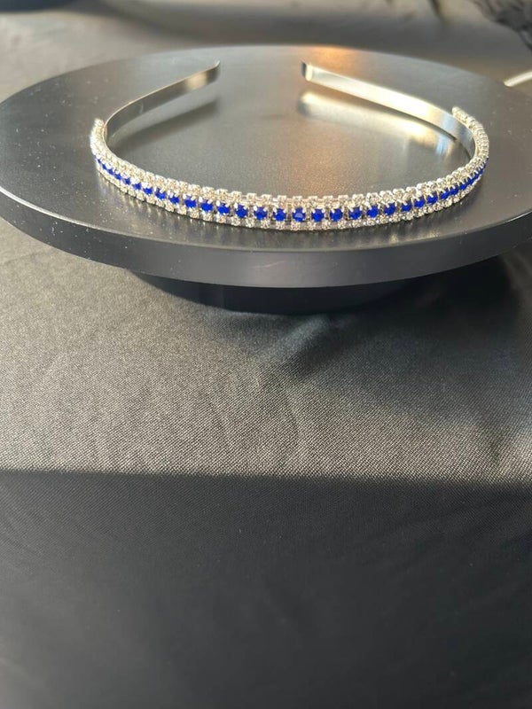 Silver and blue headband