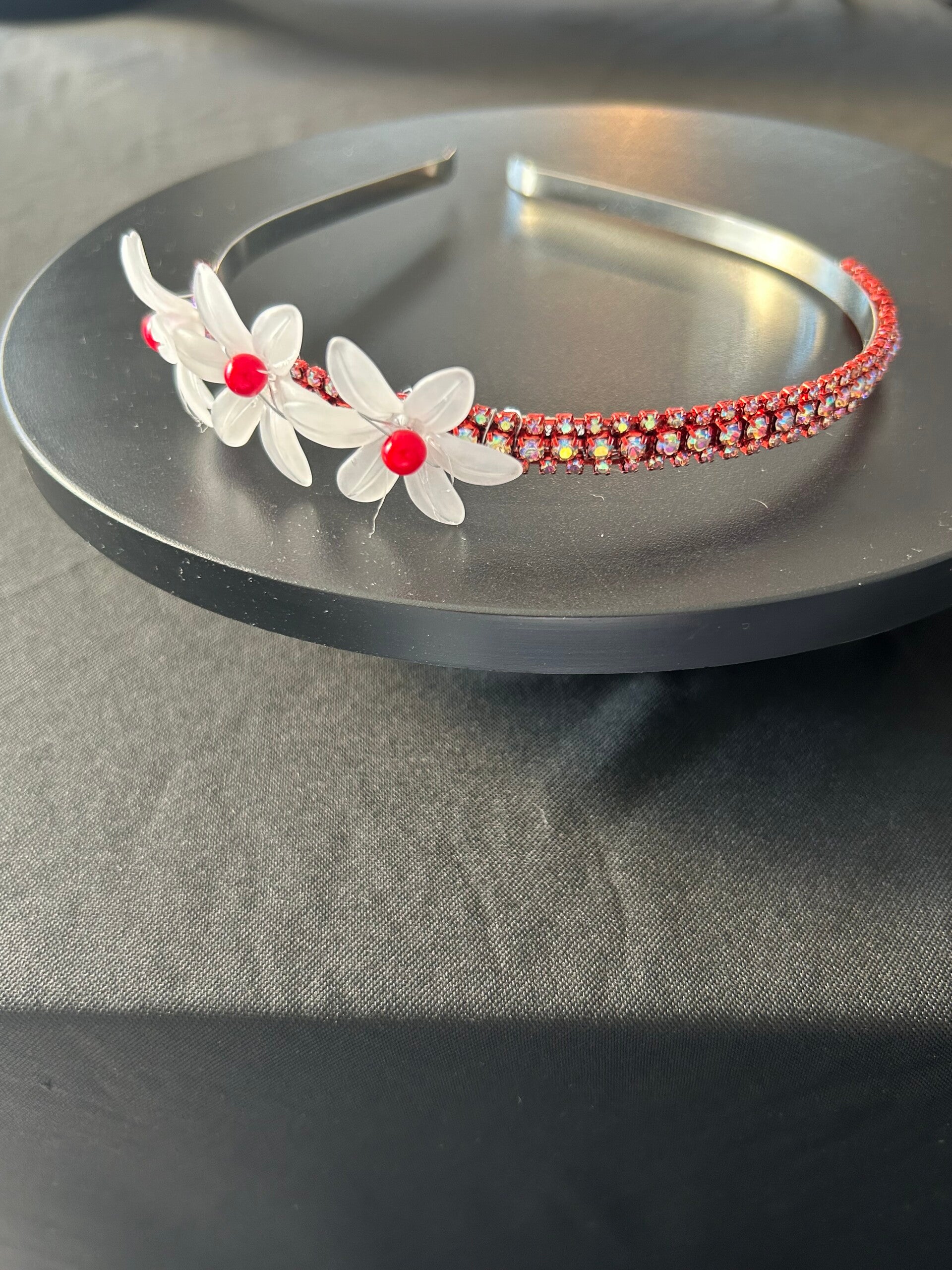 Red headband with flowers