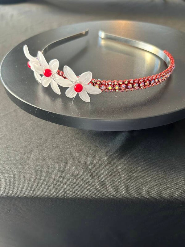 Red headband with flowers