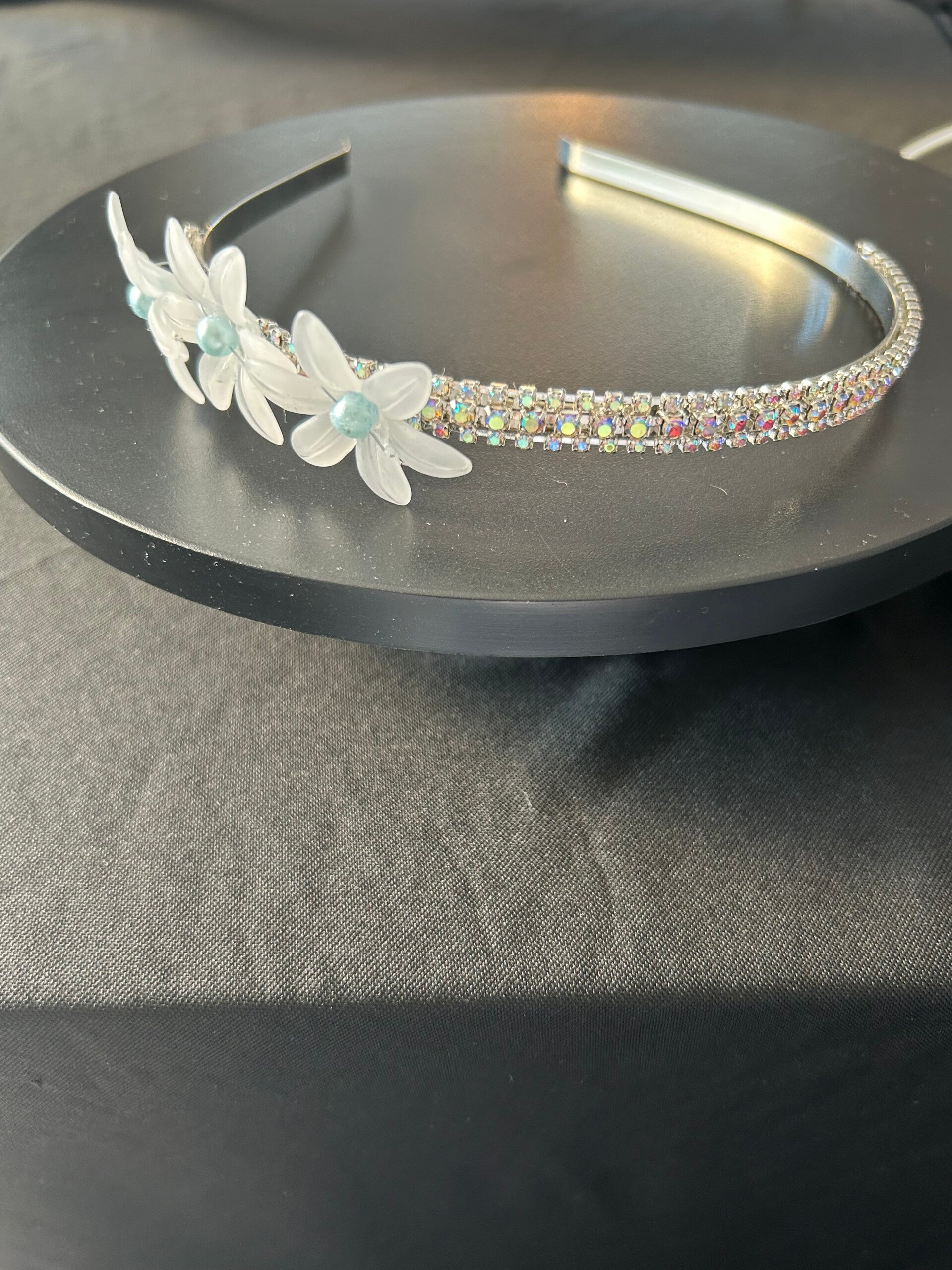 Silver flower headband