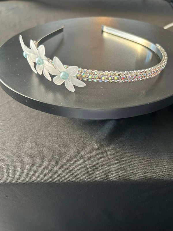 Silver flower headband