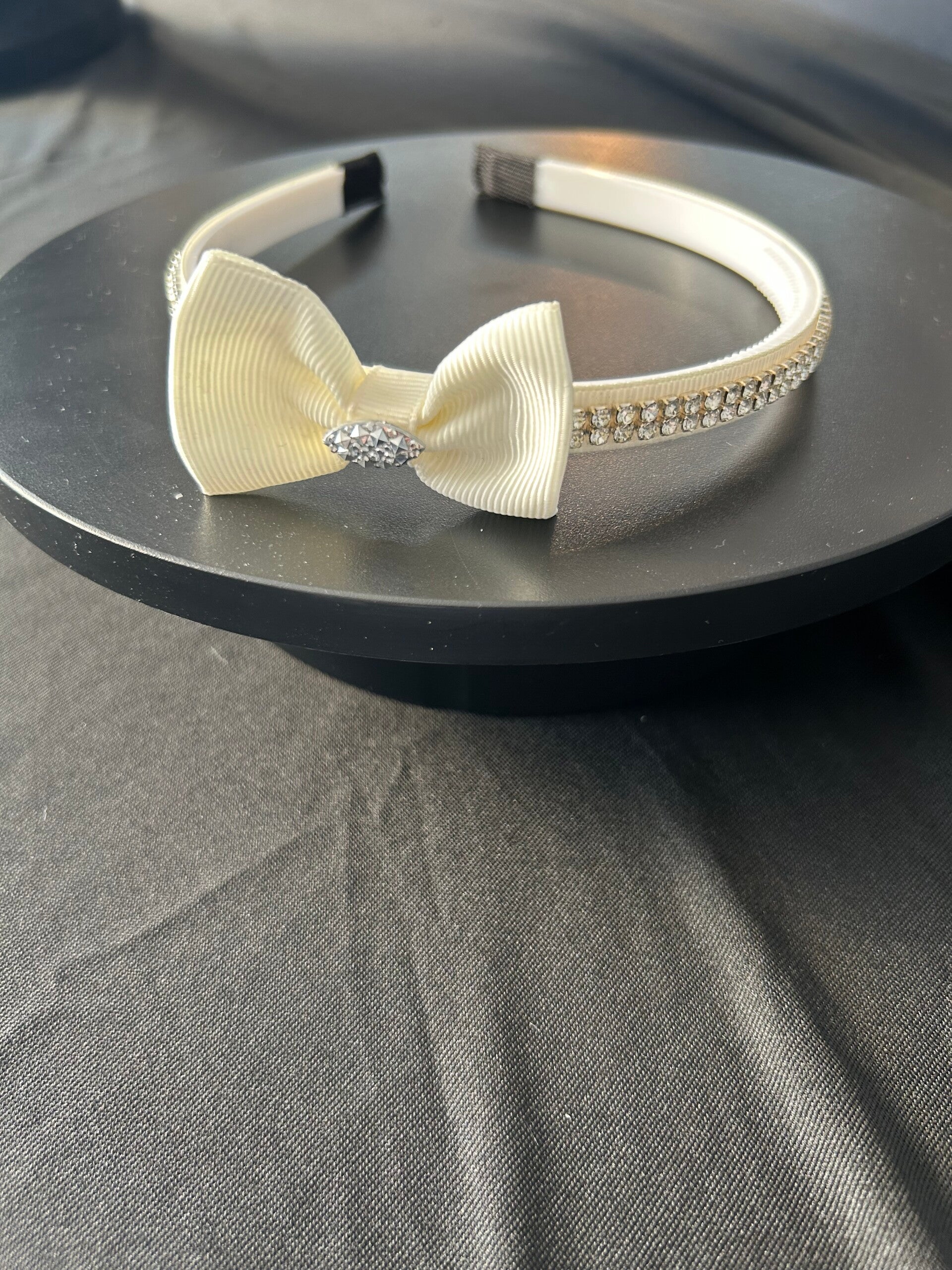 Cream bow headband
