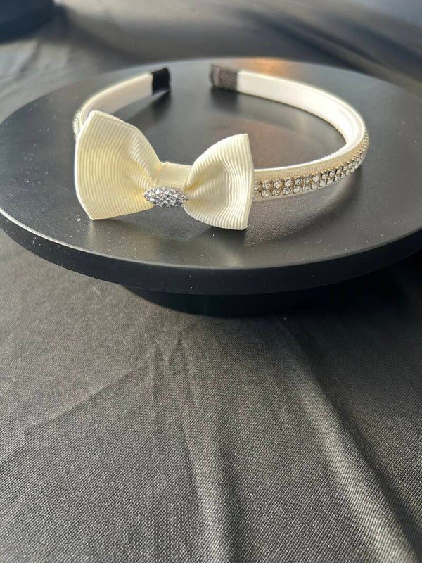 Cream bow headband