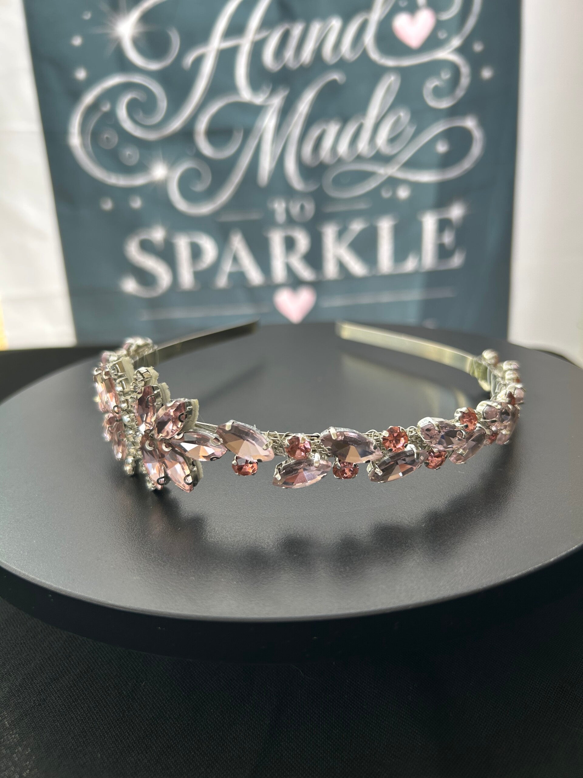 Pink headband with embellishment
