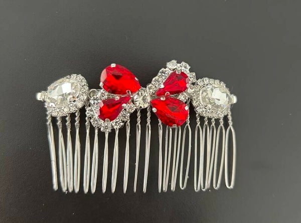 Red bow shape hair comb