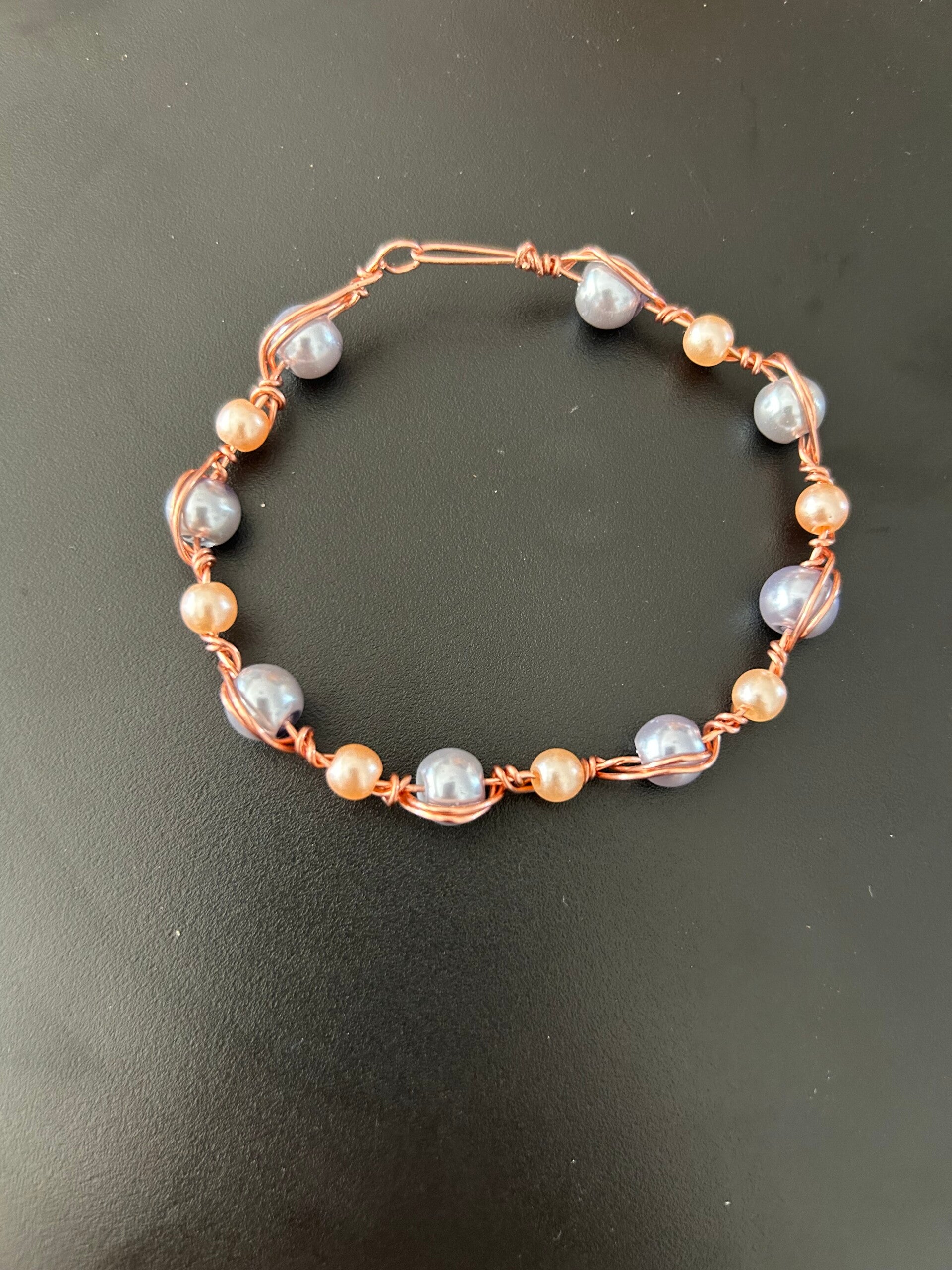 Silver and peach beads