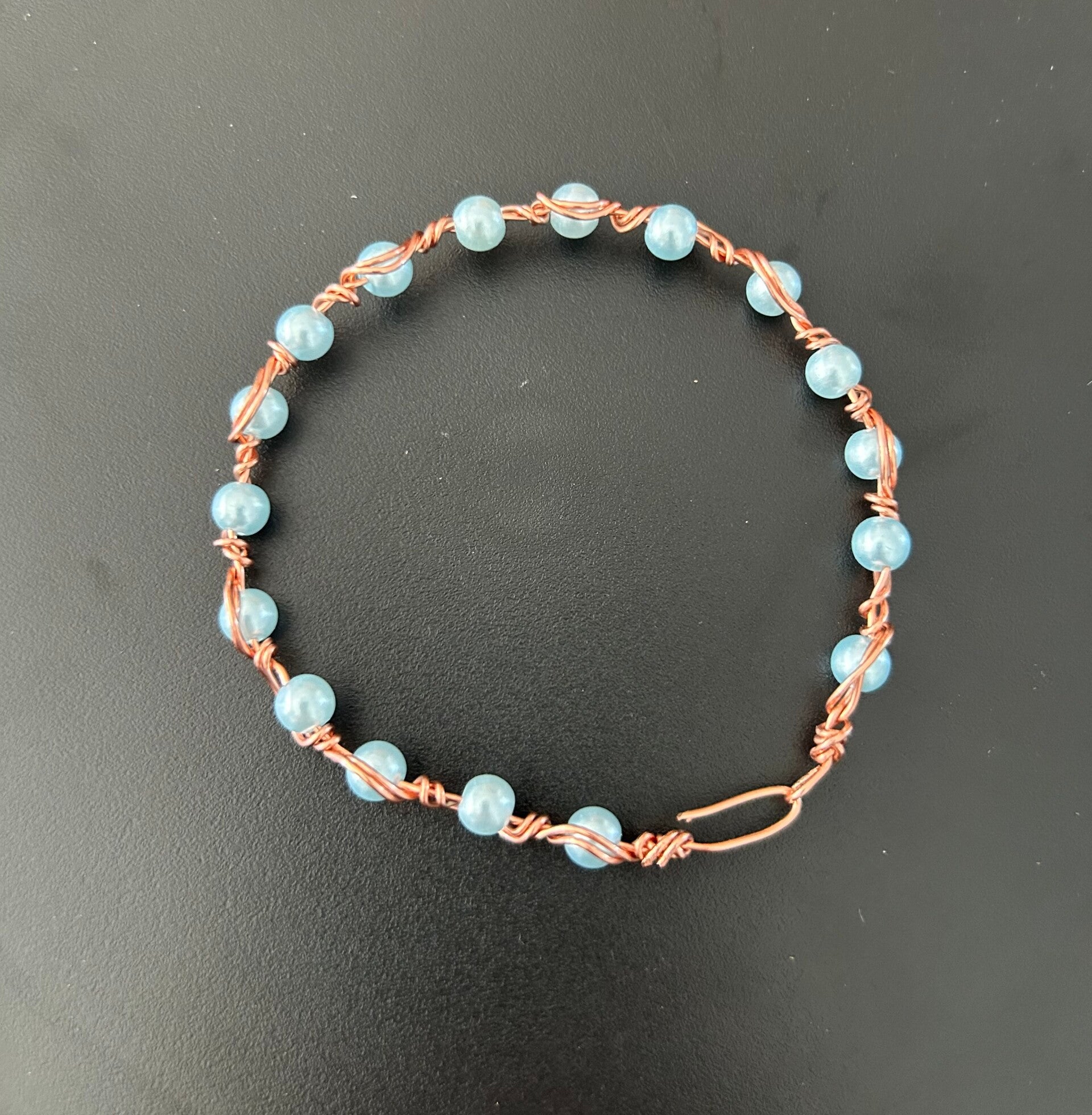 Pale blue small beads bracelet