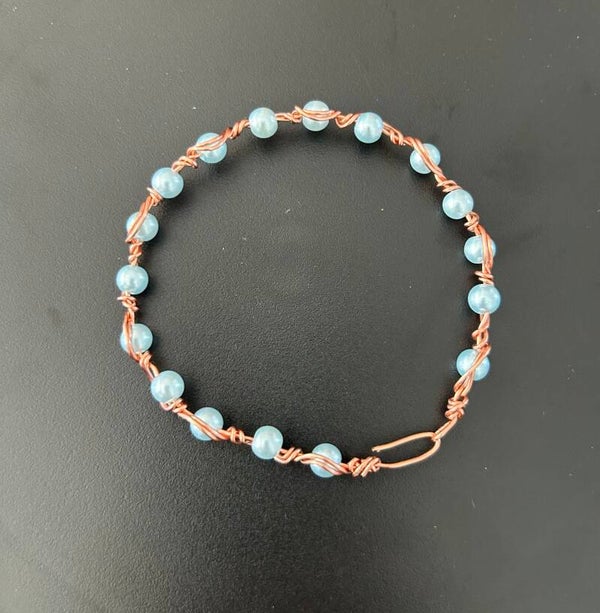 Pale blue small beads bracelet