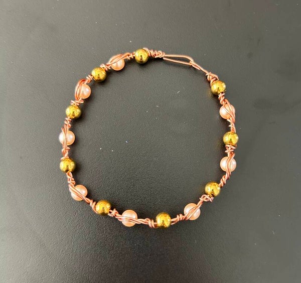 Gold and peach small beads
