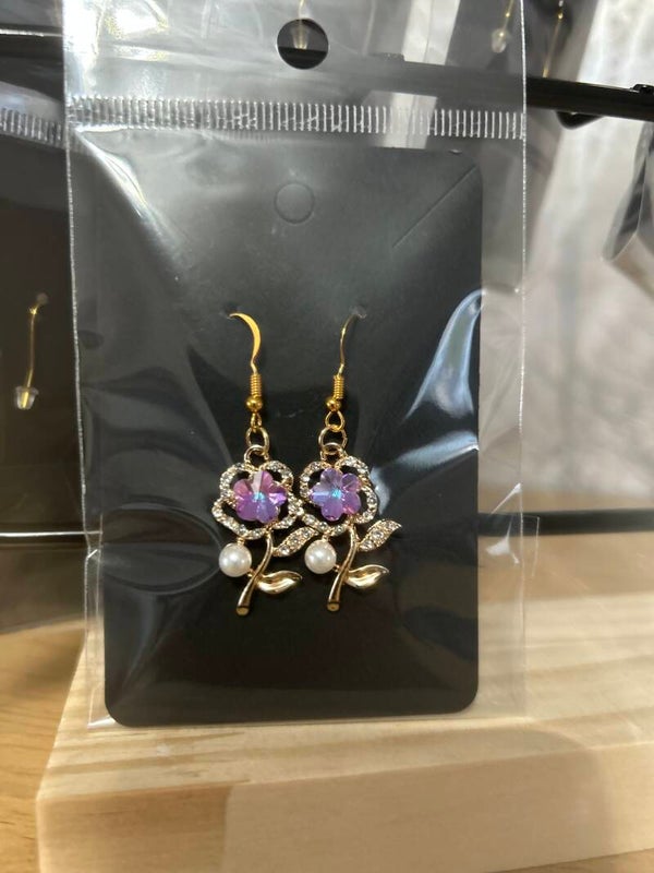 Beautiful gold effect rose earrings