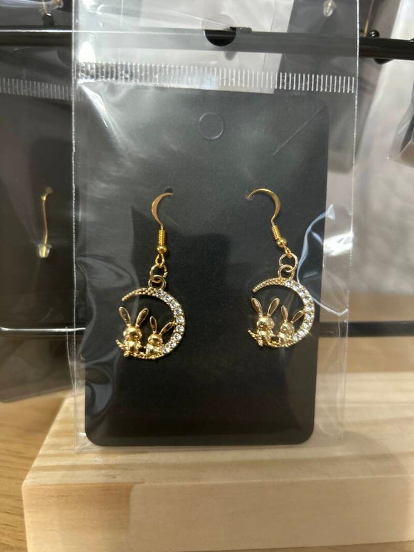 Gold effect rabbit earrings