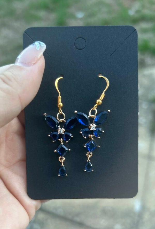Beautiful navy butterfly earrings