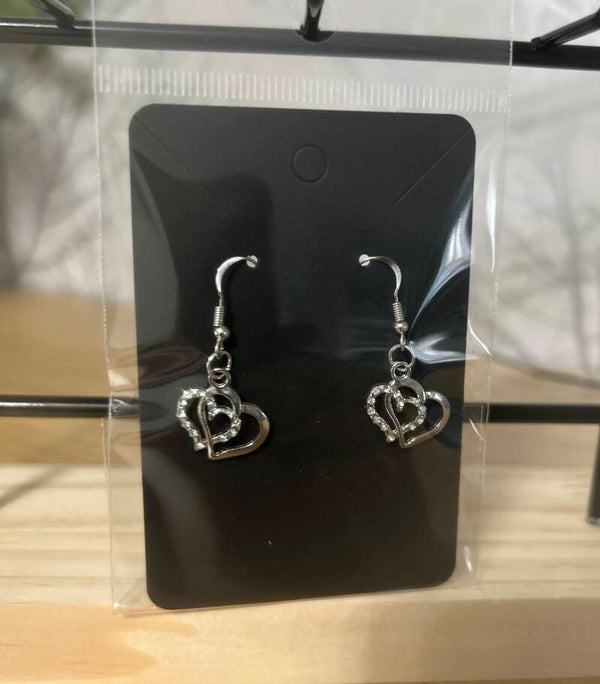 Silvery heart earrings