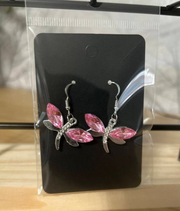 Stunning pink dragonfly earrings