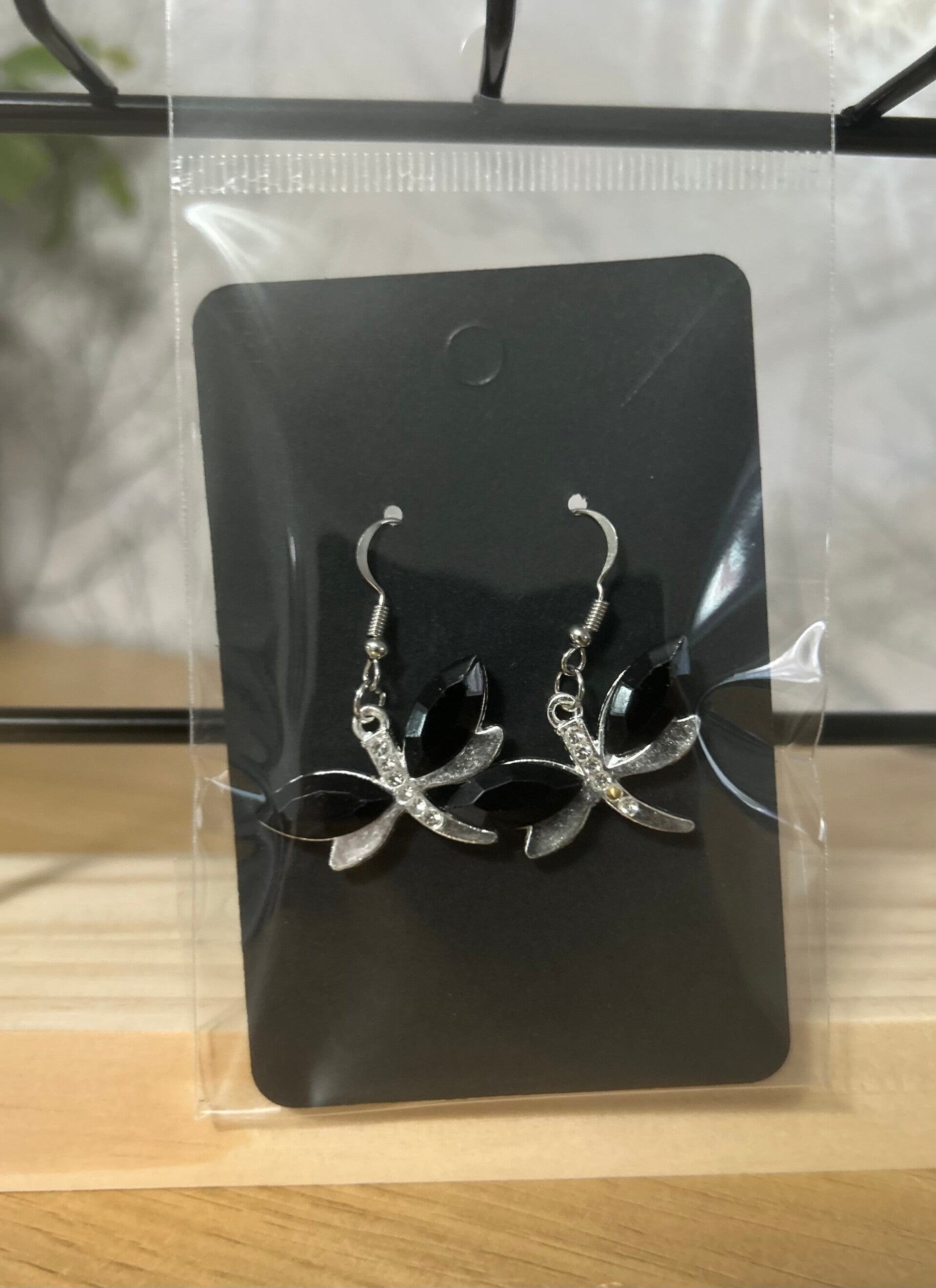 Gorgeous black dragonfly earrings