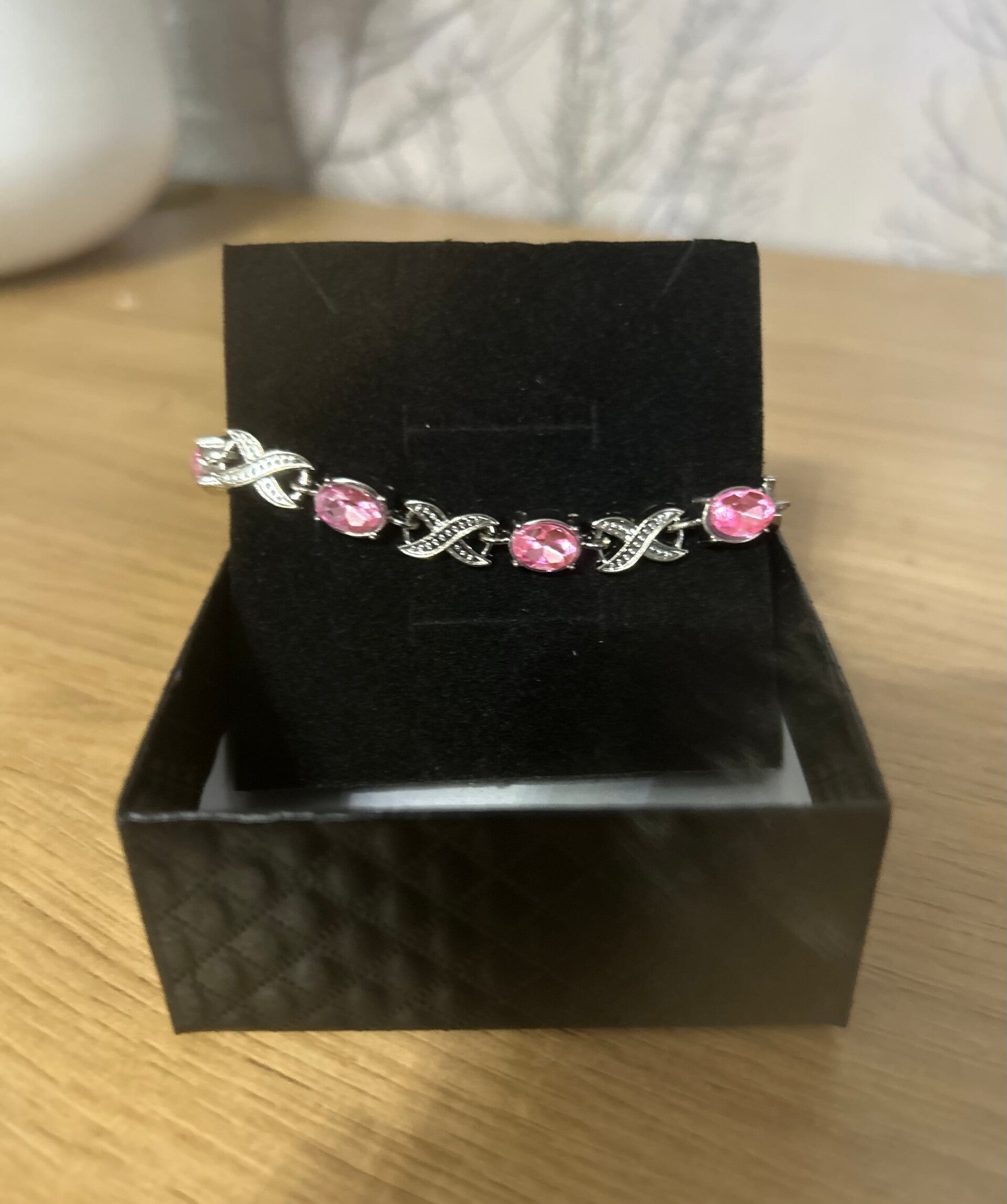 Pink and silver effect bracelet