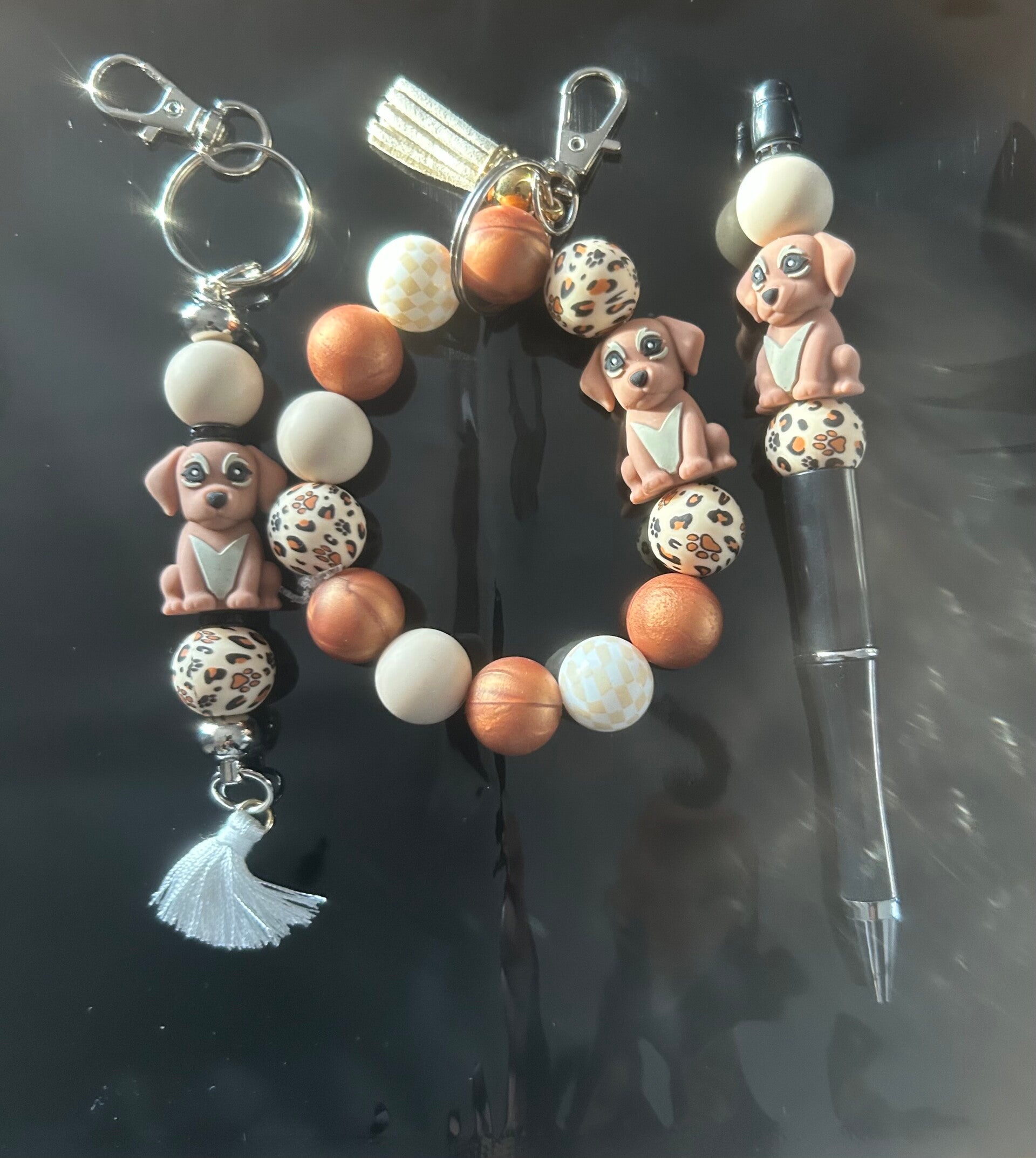 Brown/cream dog set