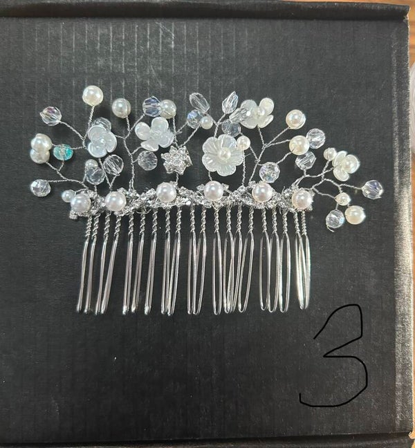 Silver flower hair comb