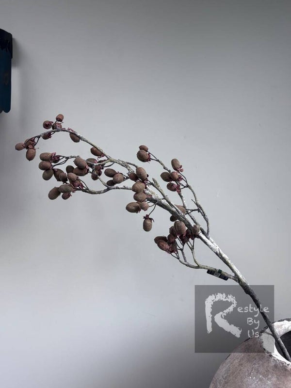 Alnus Grande Green Brown kunsttak 92 cm met bruine besjes