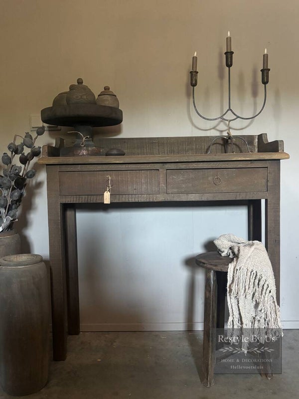 Driftwood sidetable met opstaande rand