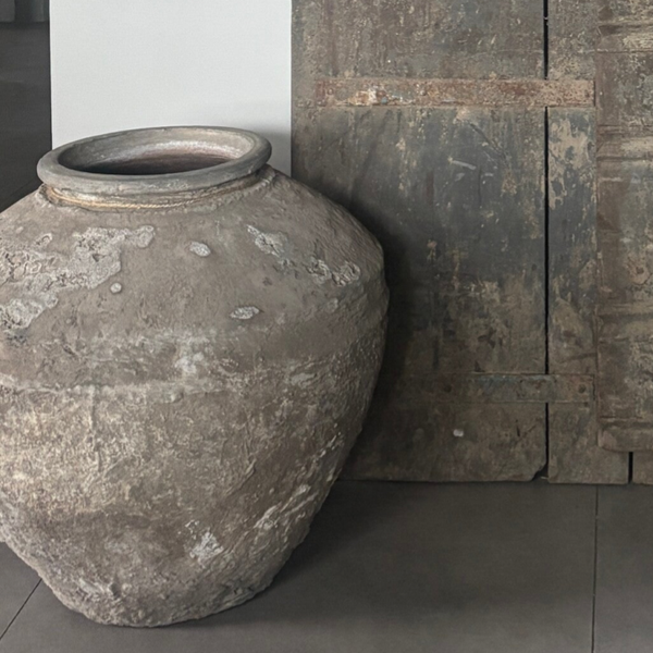 Grote landelijke kruik grijs/bruin – 48 cm