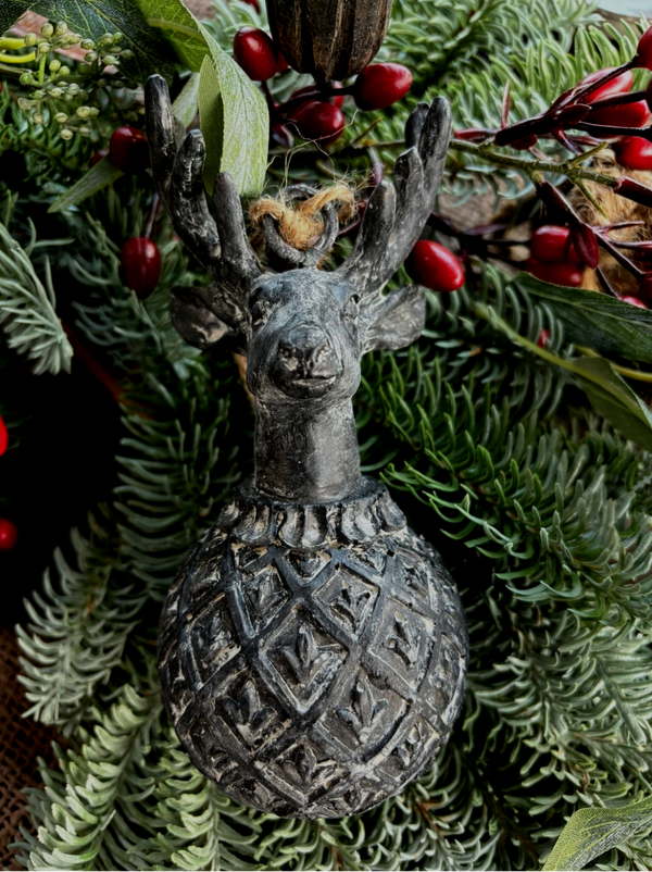 Kersthanger hert zwart/grijs