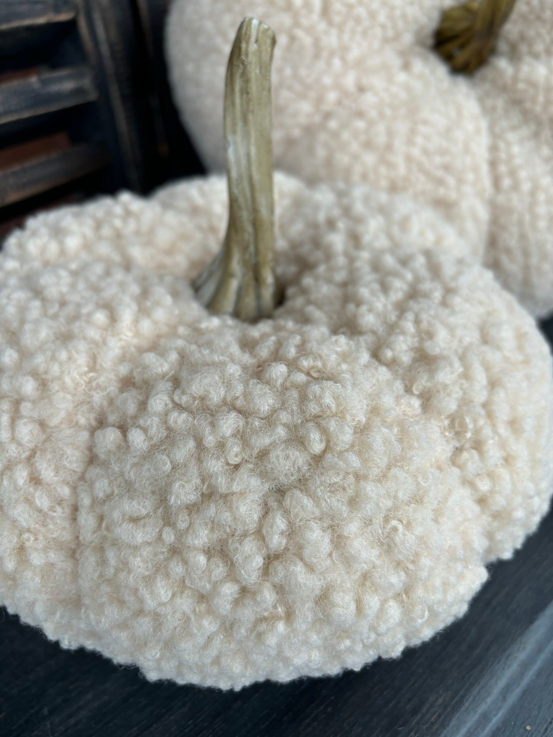 Pompoen kussen wit Teddy