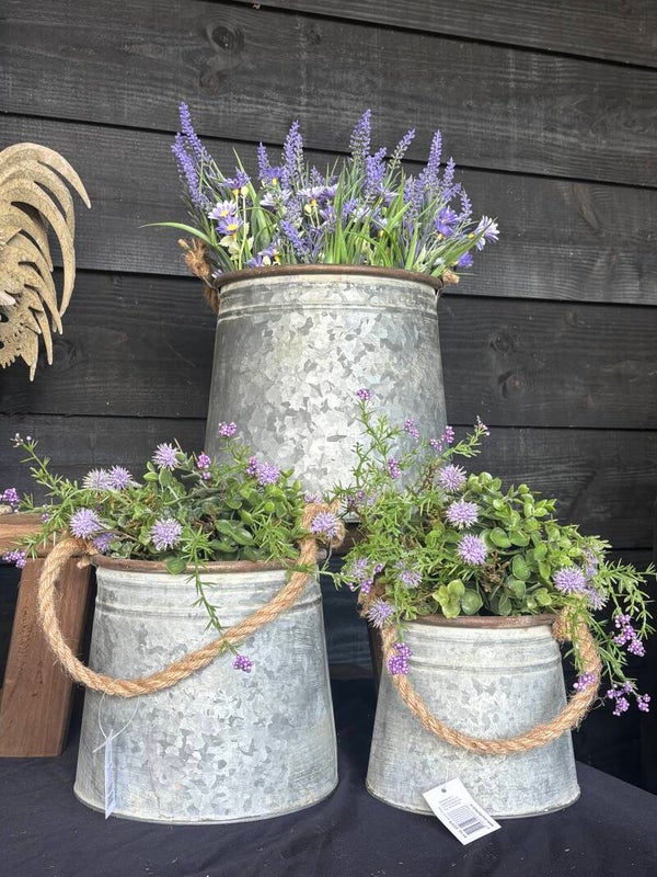 Zinken potjes met touw – S, M, L