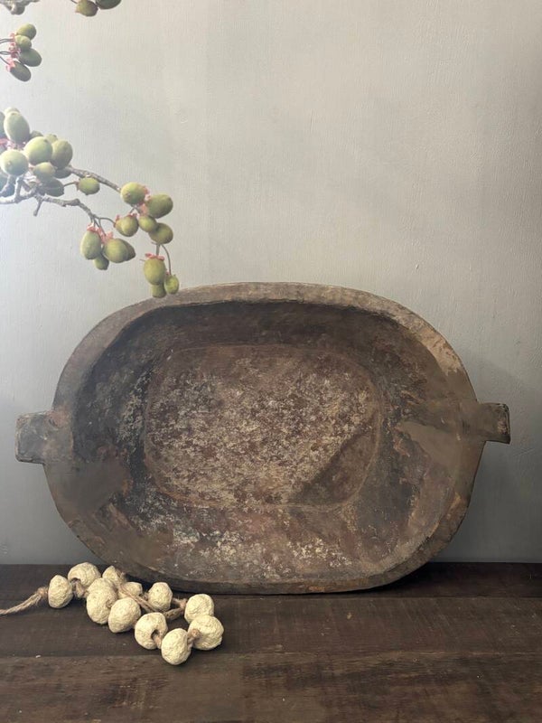 oude ovale houten schaal