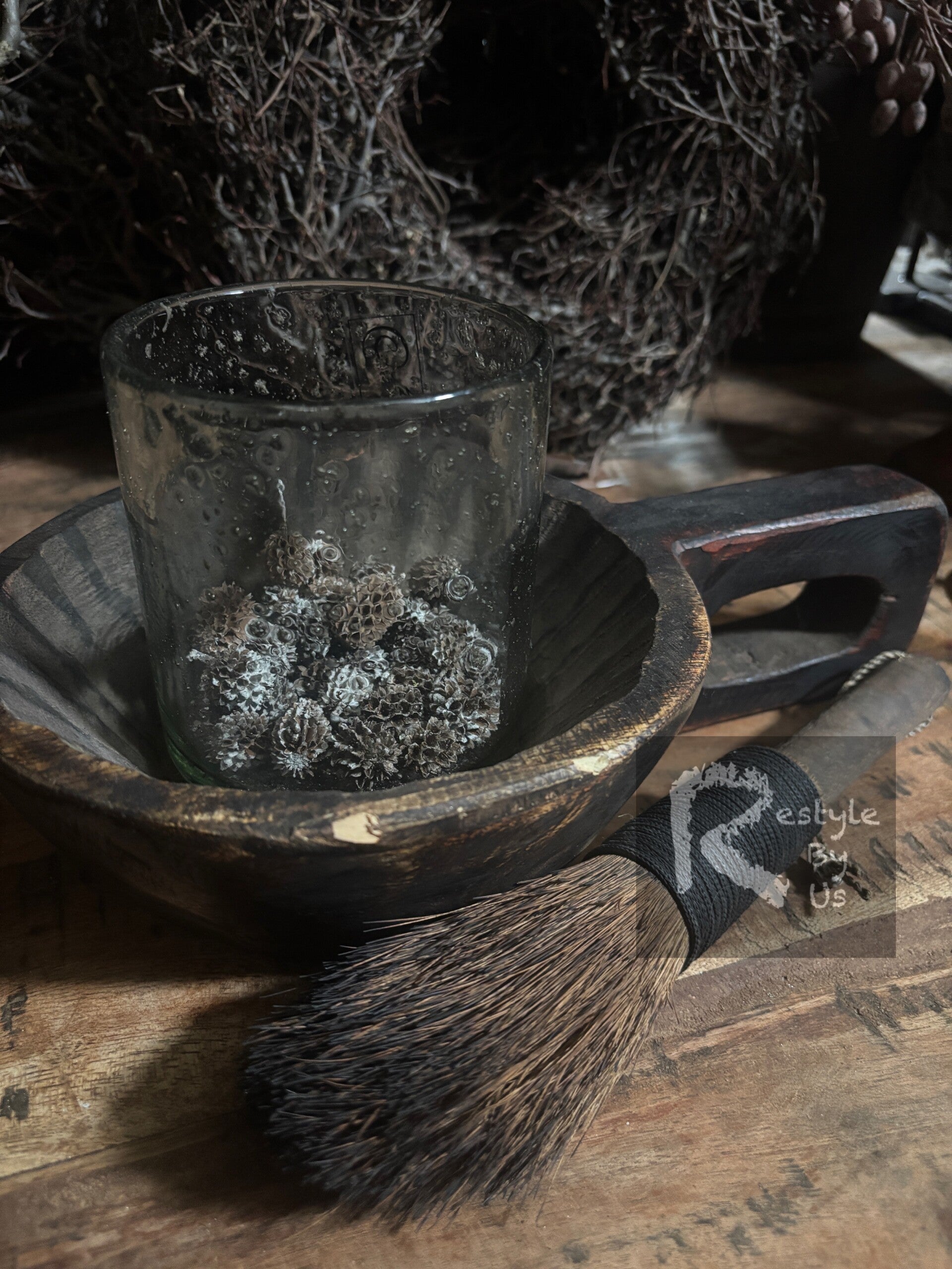 houten schaal-trog  met handvat